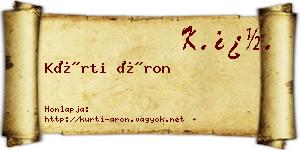 Kürti Áron névjegykártya
